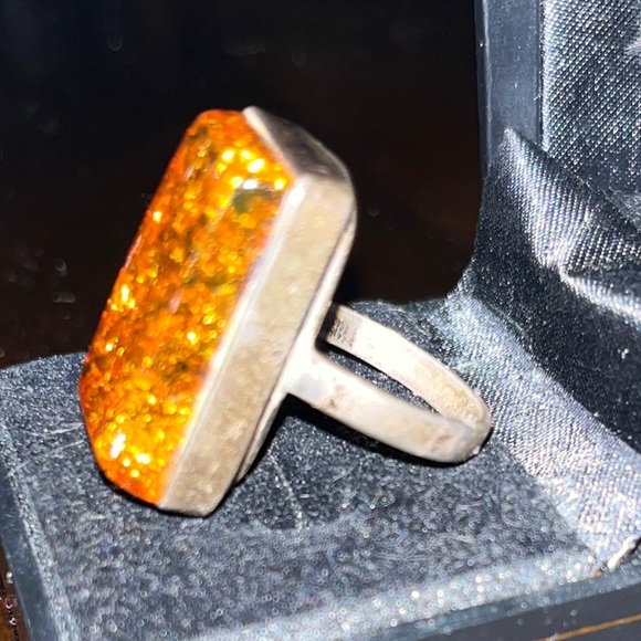 Amber Rectangular Ring - Picture 3 of 3
